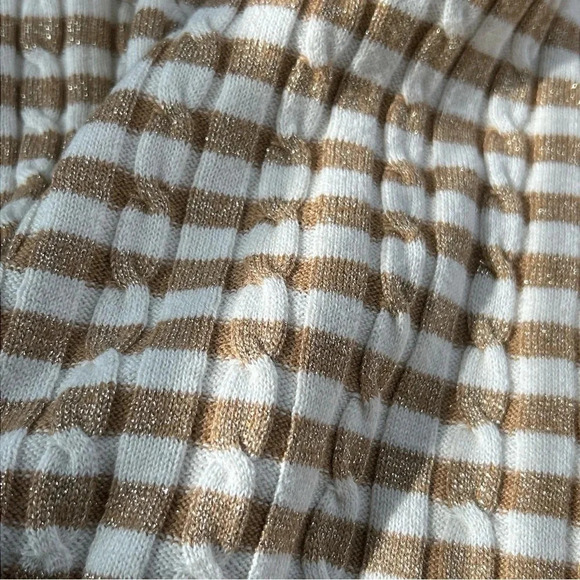 Talbots Women's Small Sweater Gold Stripe Wool Blend Metallic Preppy Holiday - Picture 8 of 16